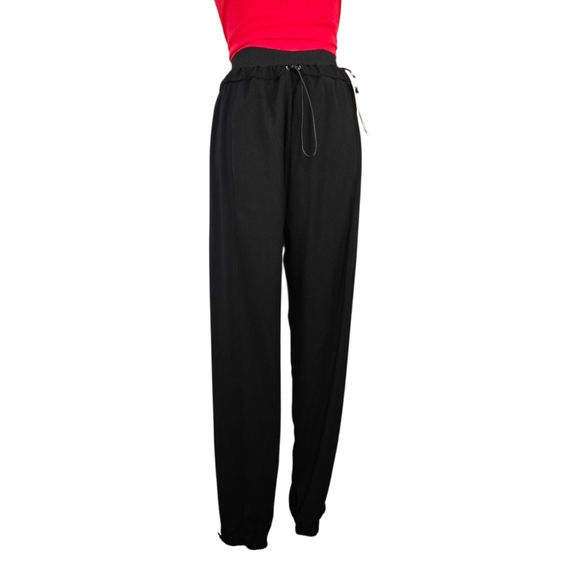 NWT $1250 Moncler Black Tailored Jogger Pants IT 46 US 8Drawstring Cuff Logo